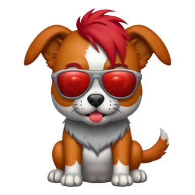 Zombie dog with red hair and sun glasses face sticker