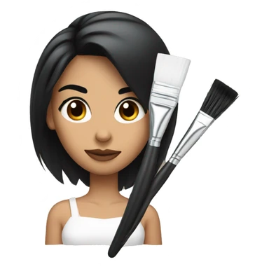 a woman with black hair styling someone eyebrows with a brow brush sticker