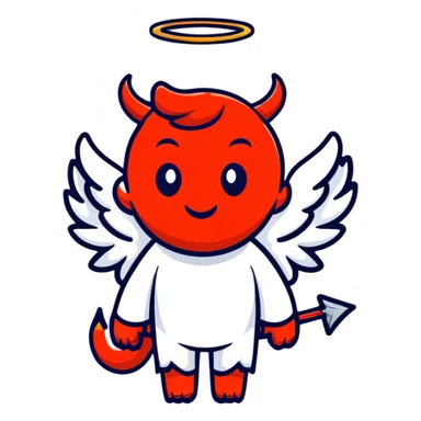 devil with angel halo sticker