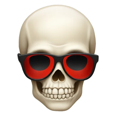 Skull colored in red with a black sunglasses  sticker