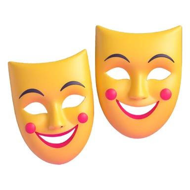 two theatre masks comedy and tragedy, happy and sad face masks sticker