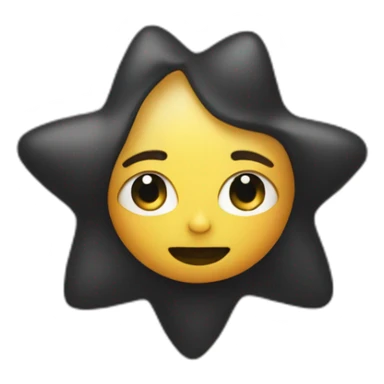 A genderless spacey black star emoji with just a head and body sticker