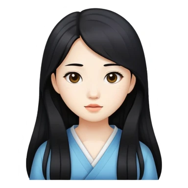 Asian girl white skin black long hair  sticker