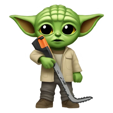 Little Yoda works with chainsaw sticker