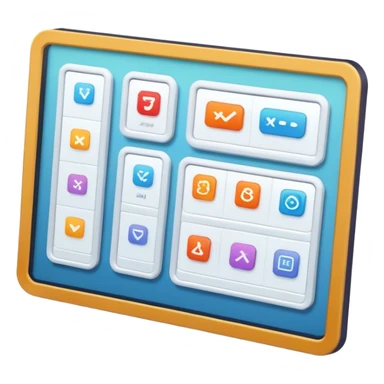 Create an emoji for UX/UI design. Show wireframe sketches or design mockups with interface elements like buttons, sliders, and icons, symbolizing the design process. Use modern, professional colors. Do not include any emojis or smiley faces. Make the background transparent. sticker