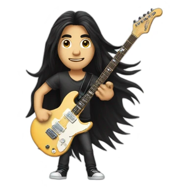 Guy with black long hair playig electric guitar sticker