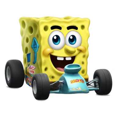 Spongebob in race car sticker