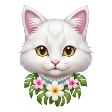 A cute cat with hawaiian pastel flower necklace, posing proudly. sticker