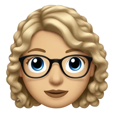 Taylor swift with blu eyes wearing glasses and shoulder length wavy hair  sticker