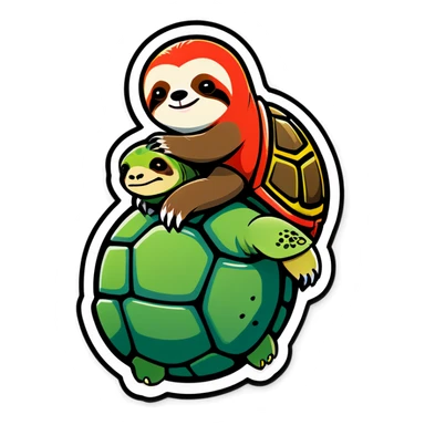 Sloth riding a turtle  sticker