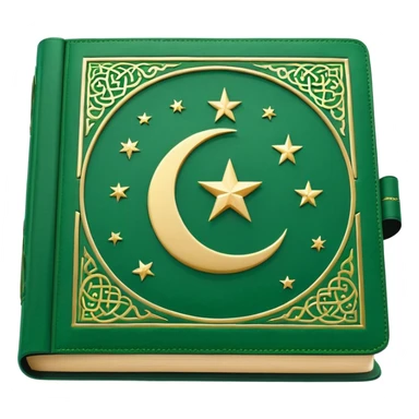 Closed Quran with the Islamic Symbol on it (moon and star) green sticker