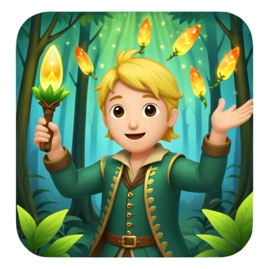 forest bard cheering with firefly burst sticker