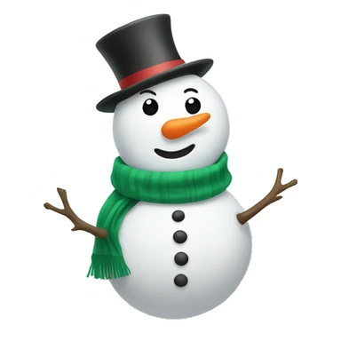 Snowman with a cute smile and a green scarf sticker