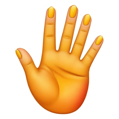 The image shows a modified emoji combination where a yellow hand emoji is positioned over a peach emoji. The hand’s fingers are spread sticker
