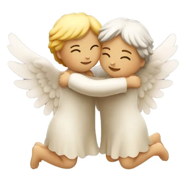 two angel hugging each other with their wings sticker