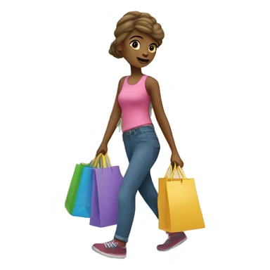 A girl walking with shopping bags coming out of the store ￼ sticker