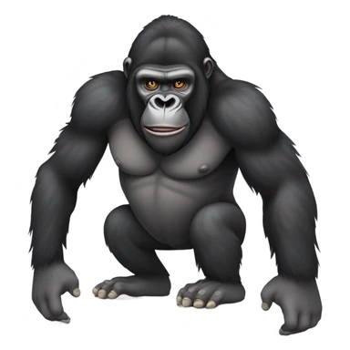 Gorilla entire body crouching down with hands hanging down and knees bent sticker