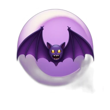 purple dripping vampire bat wings flying  in front of large crescent moon sticker