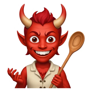 Cooker like demon with a smile and wooden spoon sticker