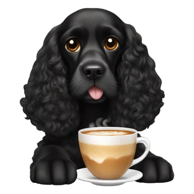 Black cocker spaniel drinking capucino sticker