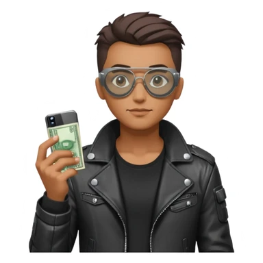 cyber punk man holding money and phone sticker