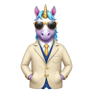 Unicorn wear coatsuit and wear sunglasses  sticker