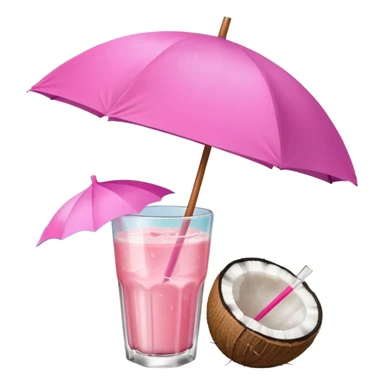 coconut drink with pink umbrella sticker