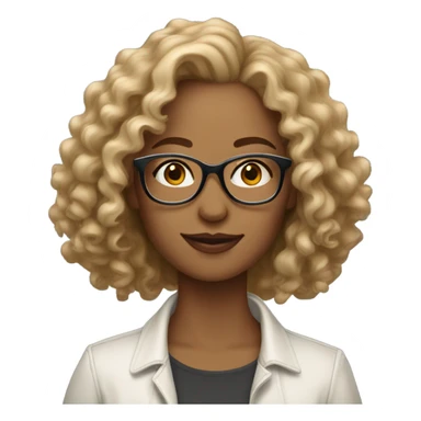 Gorgeous light brown woman with medium length blonde curly hair and glasses sticker