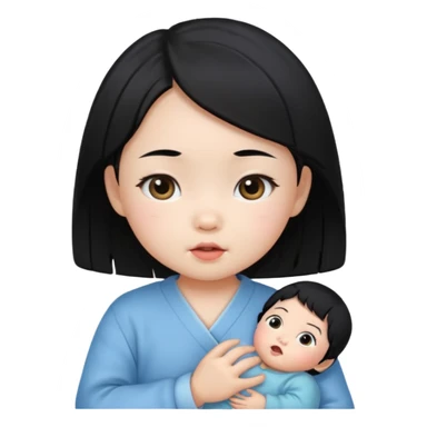 korean black hairbaby girl sticker