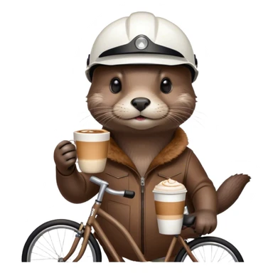 Otter mit Fahrrad Helm und Cappuccino  sticker