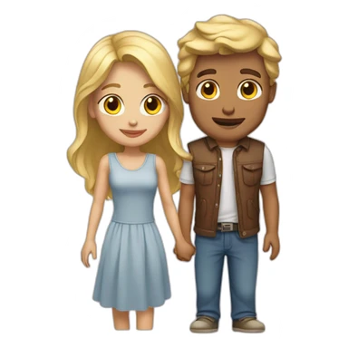 Couple blonde brun sticker