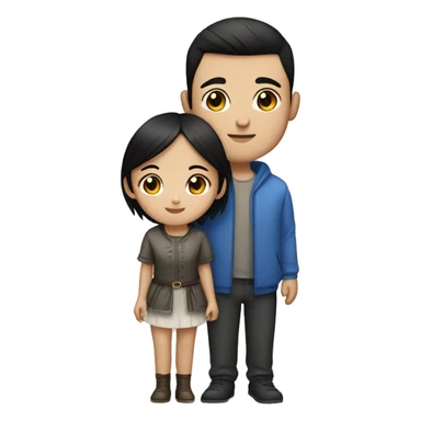 a couple of an Asian girl with black eyes and a Slavic guy with short black hair and blue eyes sticker