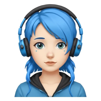 blue haired earringed heaphone wearing girl sticker