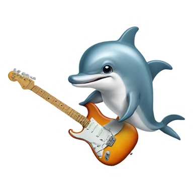 Dolphin playing a Fender Stratocaster sticker