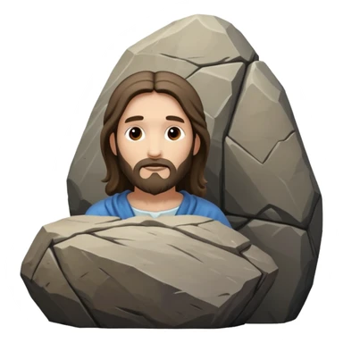 Jesus behind a large boulder  sticker