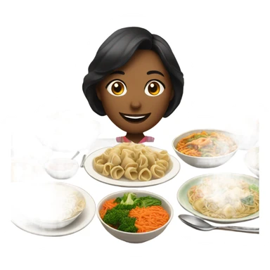 Woman eating Chinese buffet  sticker