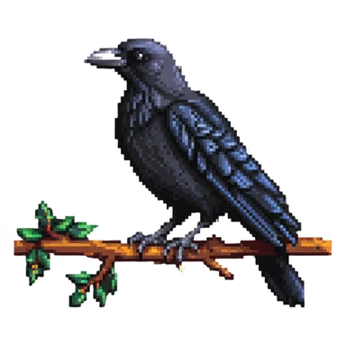 Crow perched on a branch sticker