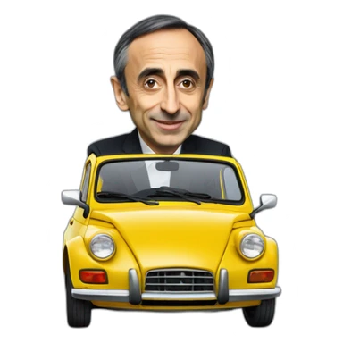 Éric Zemmour dans une Citroën Ami-one sticker