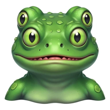 zombie frog portrait, head and shoulders only, slimy undead skin, glowing green eyes, funny creepy look, 3D cartoon, mobile game icon style, clean background, no text, no watermark
 sticker