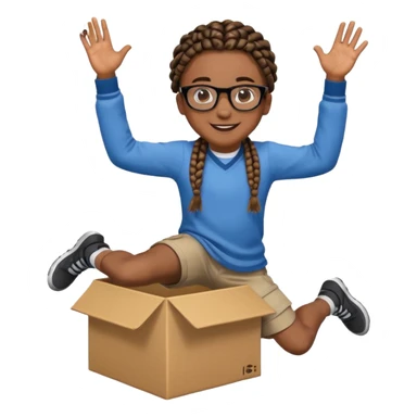 black boy with glasses and box braids jumping sticker