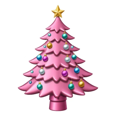 pink christmas tree with pretty ornaments sticker