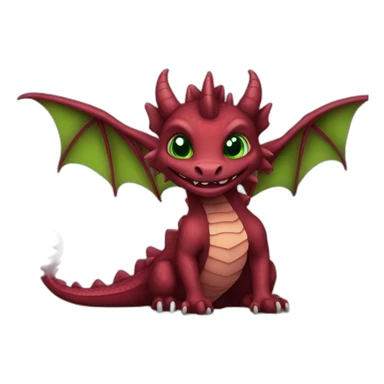 Burgundy dragon with green eyes sticker