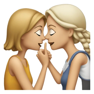 One woman whispers into the ear of another woman closing by hand sticker