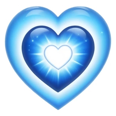 Small white blue heart radiating white light surrounded by a big blue cosmic heart sticker