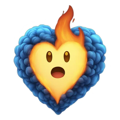 Blue fire heart sticker