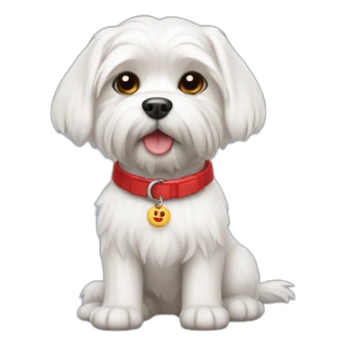 Maltese dog with red collar sticker