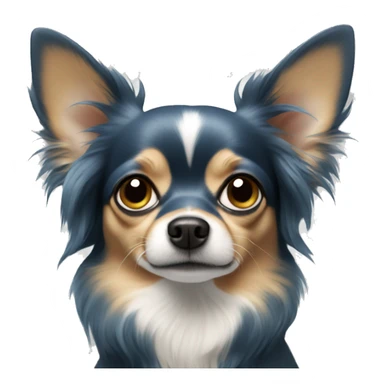 solid blue long-haired chihuahua face sticker