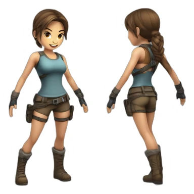 lara croft ready to jump hyperrealistic drawing sticker