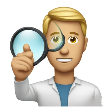white man with 
magnifying glass in hand sticker