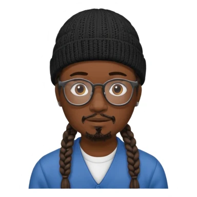 man with braids glasses beanie and goatee sticker
